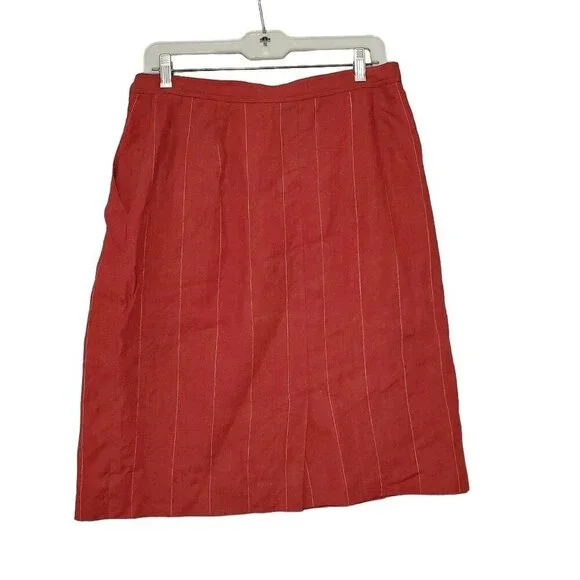 VTG Christian Dior SEPARATES Women's Pinstripe 100% Linen Pencil Skirt 14
